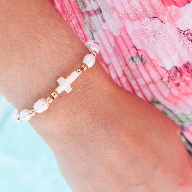 Trinidad Pearl Cross Bracelet